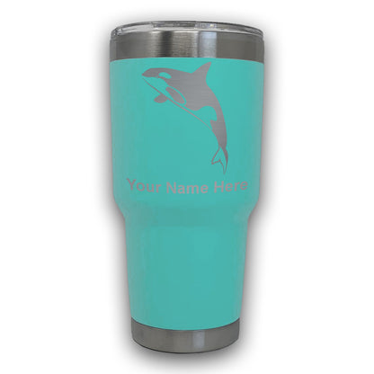 LaserGram 30oz Tumbler Mug, Killer Whale, Personalized Engraving Included