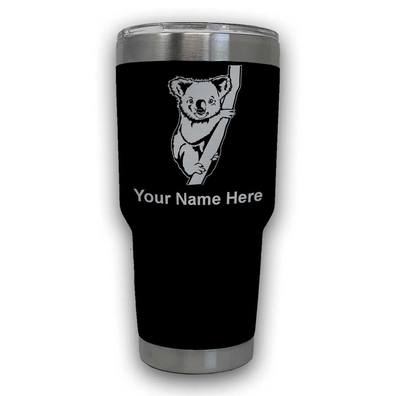 LaserGram 30oz Tumbler Mug, Koala Bear, Personalized Engraving Included