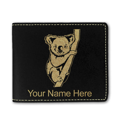 Faux Leather Bi-Fold Wallet, Koala Bear, Personalized Engraving Included