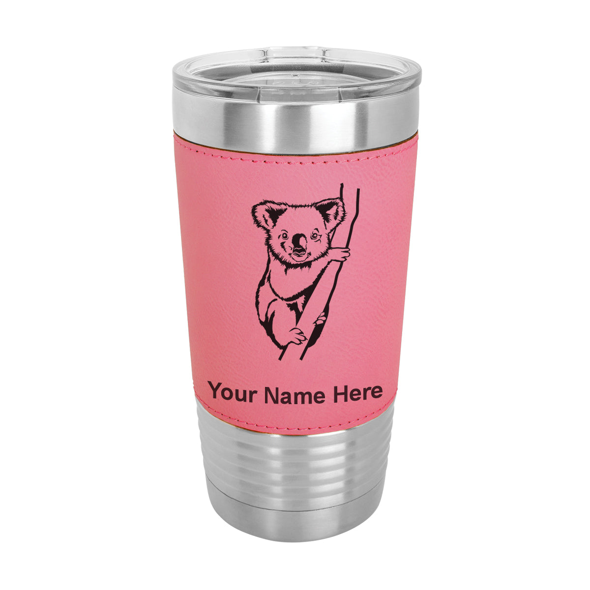 20oz Faux Leather Tumbler Mug, Koala Bear, Personalized Engraving Included - LaserGram Custom Engraved Gifts