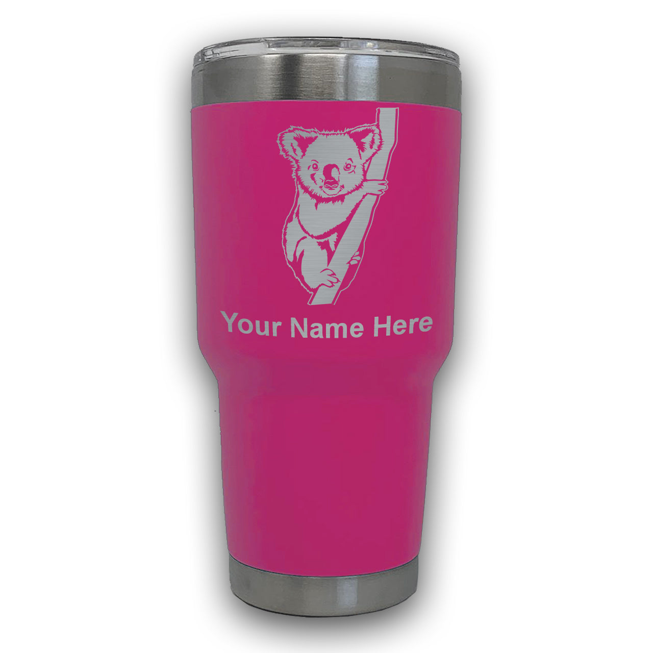 LaserGram 30oz Tumbler Mug, Koala Bear, Personalized Engraving Included