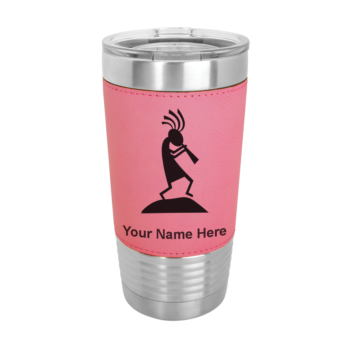 20oz Faux Leather Tumbler Mug, Kokopelli, Personalized Engraving Included - LaserGram Custom Engraved Gifts