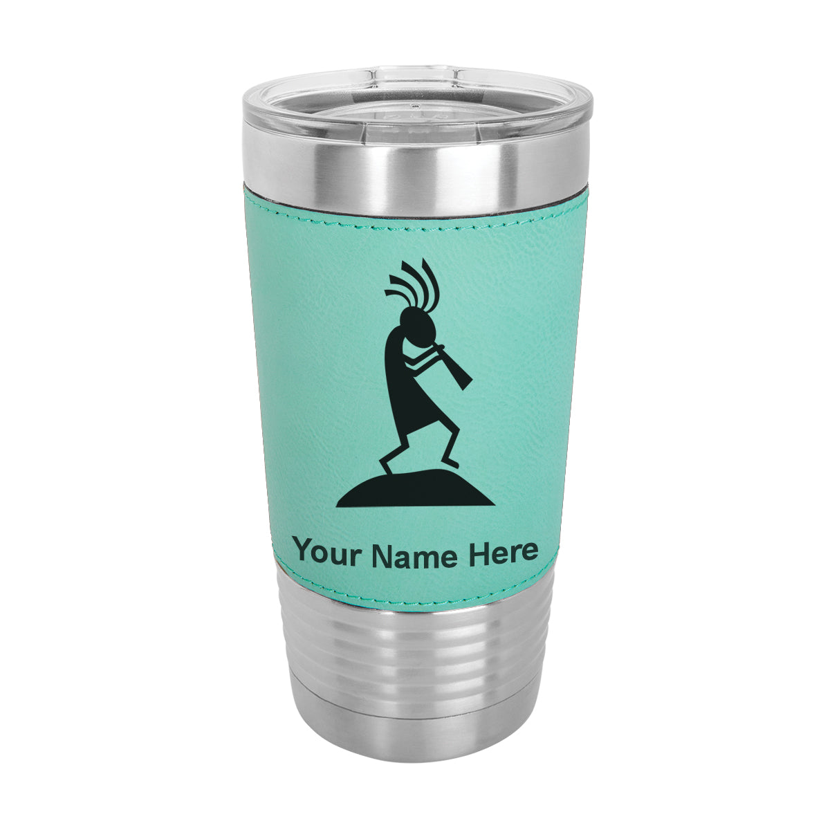 20oz Faux Leather Tumbler Mug, Kokopelli, Personalized Engraving Included - LaserGram Custom Engraved Gifts