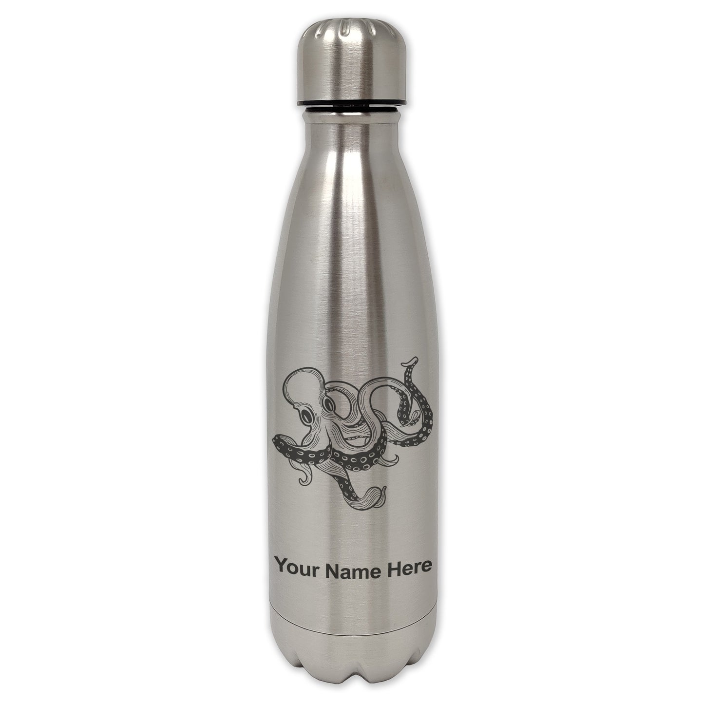 LaserGram Single Wall Water Bottle, Kraken, Personalized Engraving Included