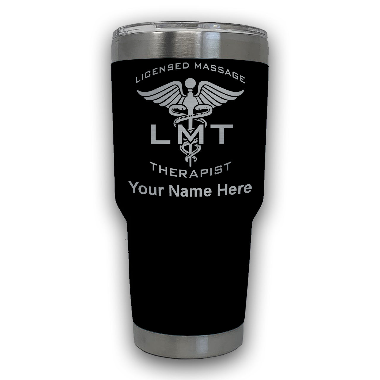 LaserGram 30oz Tumbler Mug, LMT Licensed Massage Therapist, Personalized Engraving Included