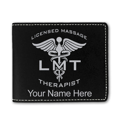 Faux Leather Bi-Fold Wallet, LMT Licensed Massage Therapist, Personalized Engraving Included