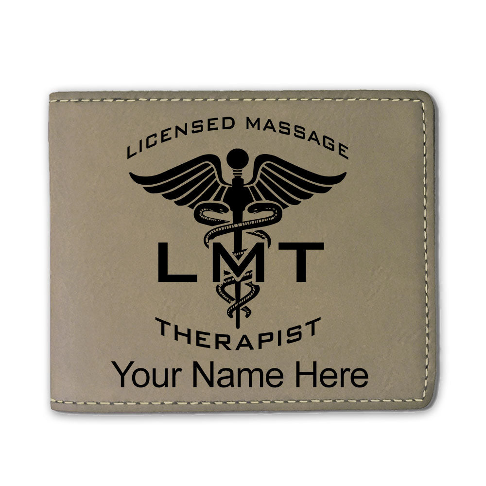 Faux Leather Bi-Fold Wallet, LMT Licensed Massage Therapist, Personalized Engraving Included