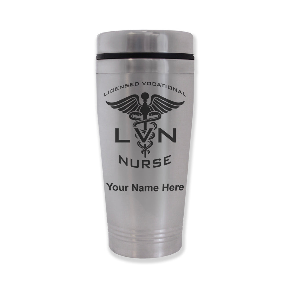 Commuter Travel Mug, LVN Licensed Vocational Nurse, Personalized Engraving Included