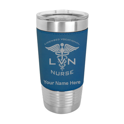 20oz Faux Leather Tumbler Mug, LVN Licensed Vocational Nurse, Personalized Engraving Included - LaserGram Custom Engraved Gifts