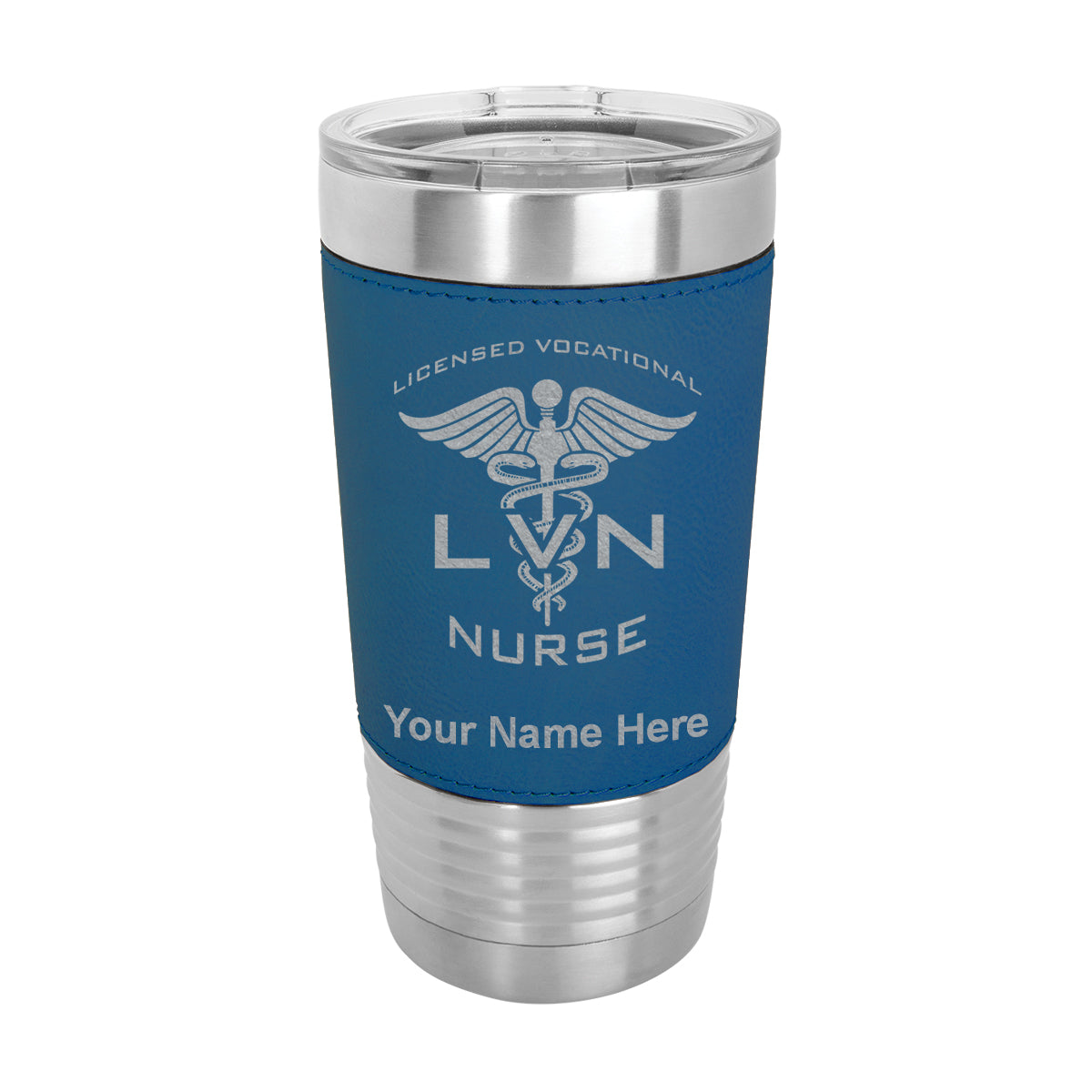 20oz Faux Leather Tumbler Mug, LVN Licensed Vocational Nurse, Personalized Engraving Included - LaserGram Custom Engraved Gifts