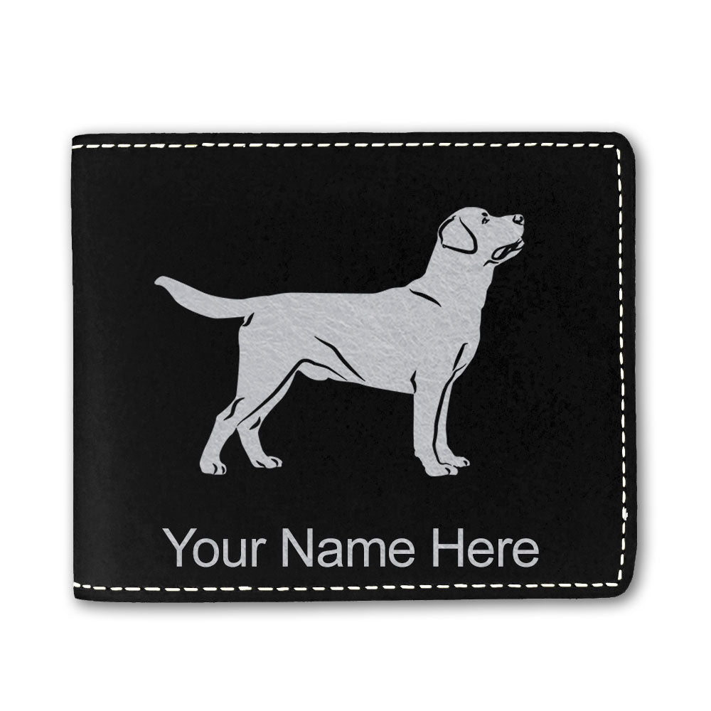 Faux Leather Bi-Fold Wallet, Labrador Retriever Dog, Personalized Engraving Included
