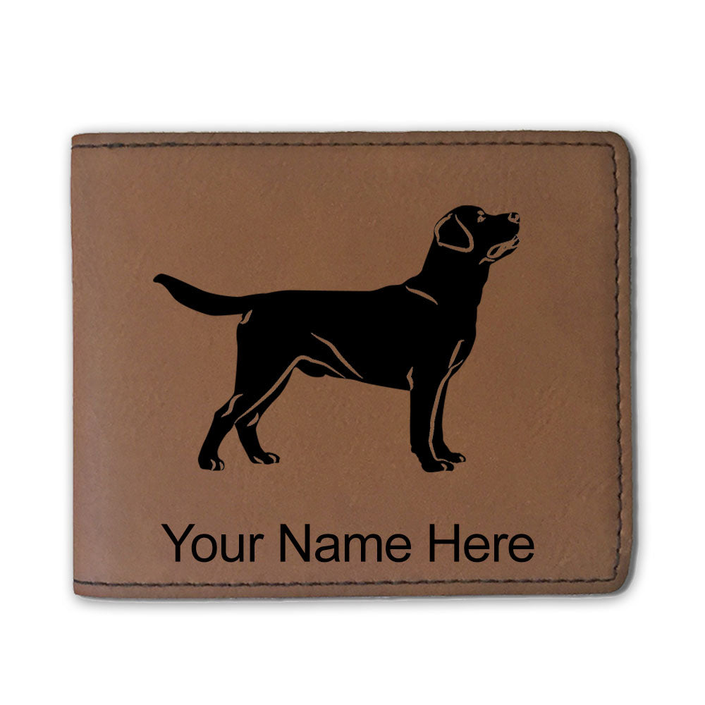 Faux Leather Bi-Fold Wallet, Labrador Retriever Dog, Personalized Engraving  Included