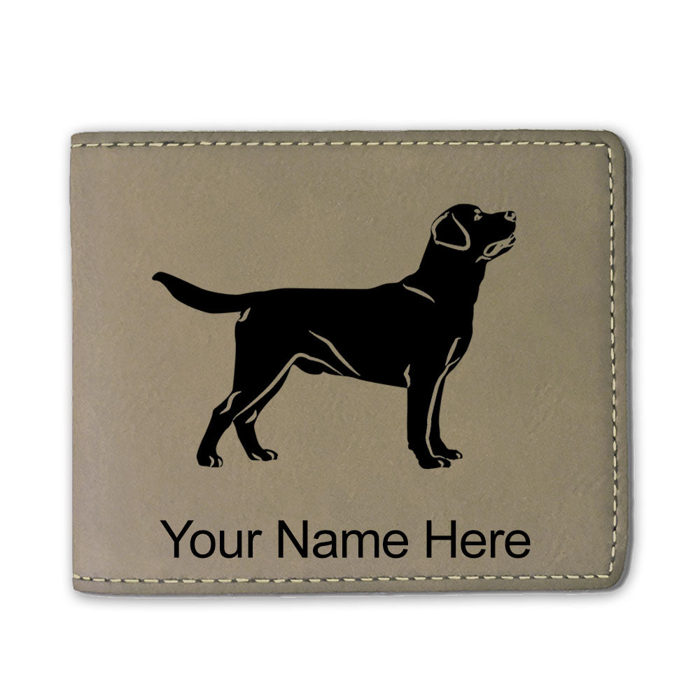 Faux Leather Bi-Fold Wallet, Labrador Retriever Dog, Personalized Engraving Included