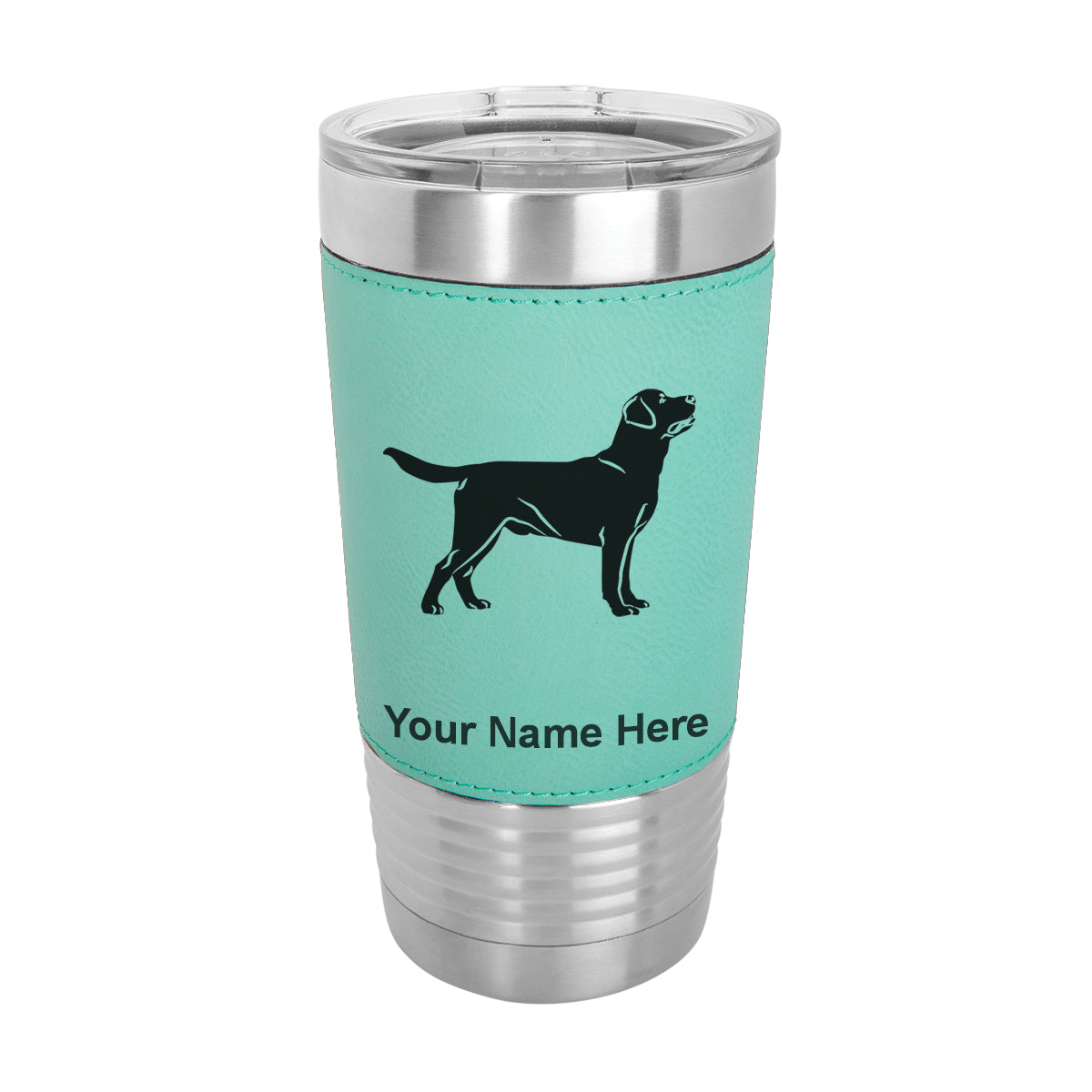 20oz Faux Leather Tumbler Mug, Labrador Retriever Dog, Personalized Engraving Included - LaserGram Custom Engraved Gifts