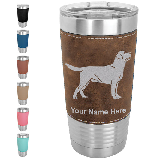 20oz Faux Leather Tumbler Mug, Labrador Retriever Dog, Personalized Engraving Included - LaserGram Custom Engraved Gifts