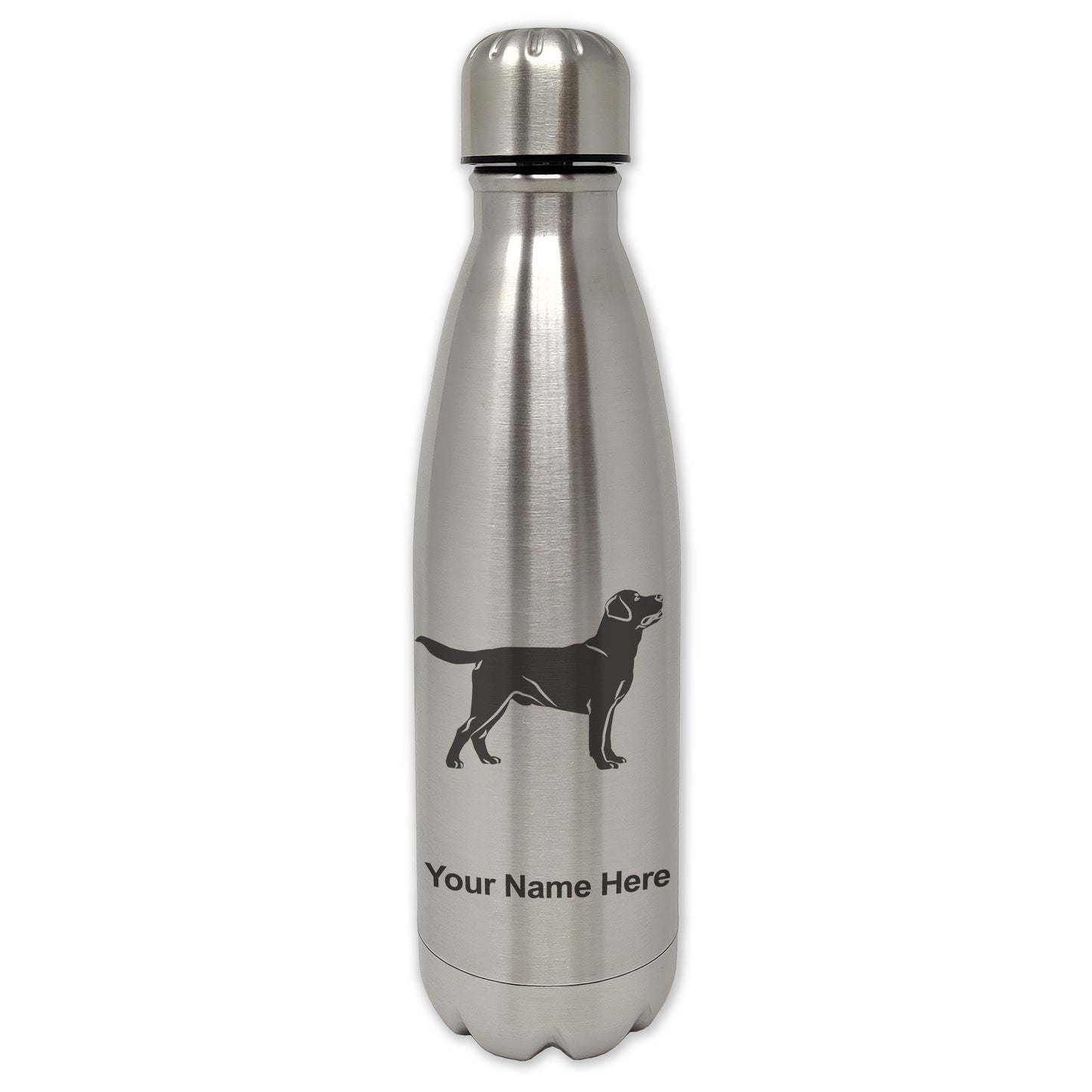 LaserGram Single Wall Water Bottle, Labrador Retriever Dog, Personalized Engraving Included