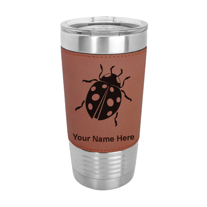 20oz Faux Leather Tumbler Mug, Ladybug, Personalized Engraving Included - LaserGram Custom Engraved Gifts