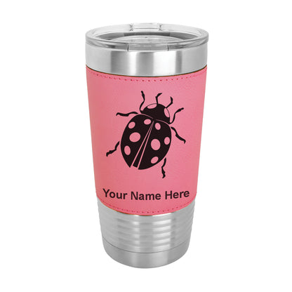 20oz Faux Leather Tumbler Mug, Ladybug, Personalized Engraving Included - LaserGram Custom Engraved Gifts