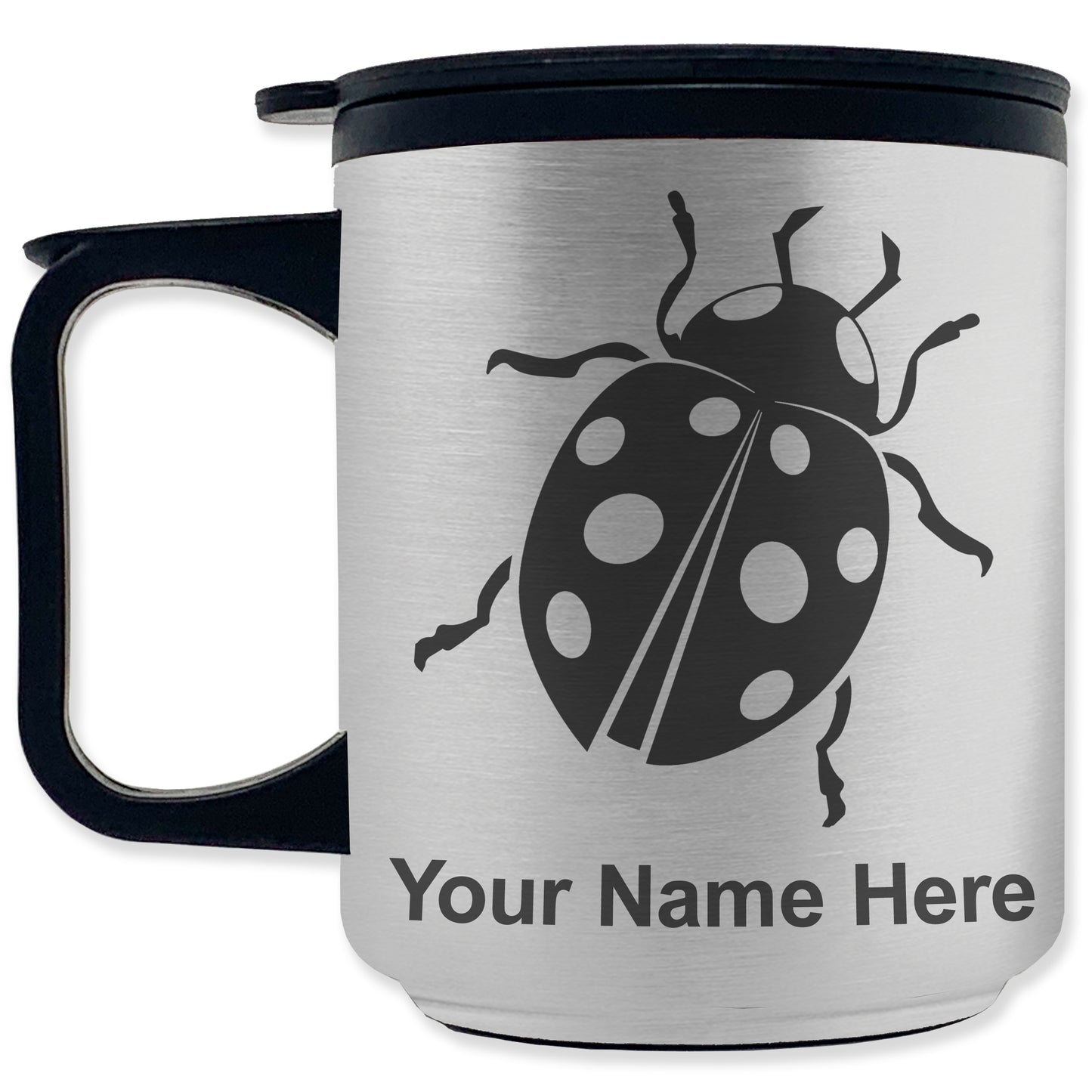 Coffee Travel Mug, Ladybug, Personalized Engraving Included