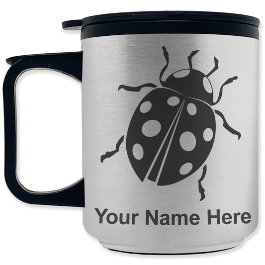 Coffee Travel Mug, Ladybug, Personalized Engraving Included