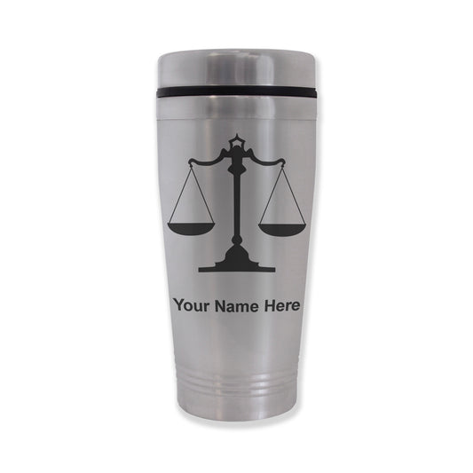 Commuter Travel Mug, Law Scale, Personalized Engraving Included