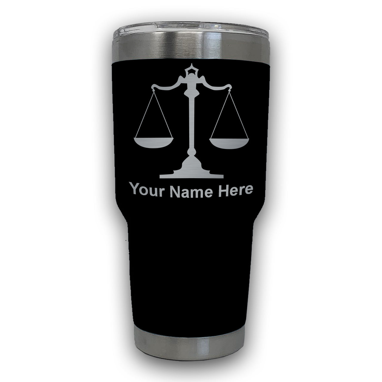 LaserGram 30oz Tumbler Mug, Law Scale, Personalized Engraving Included