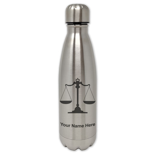 LaserGram Single Wall Water Bottle, Law Scale, Personalized Engraving Included