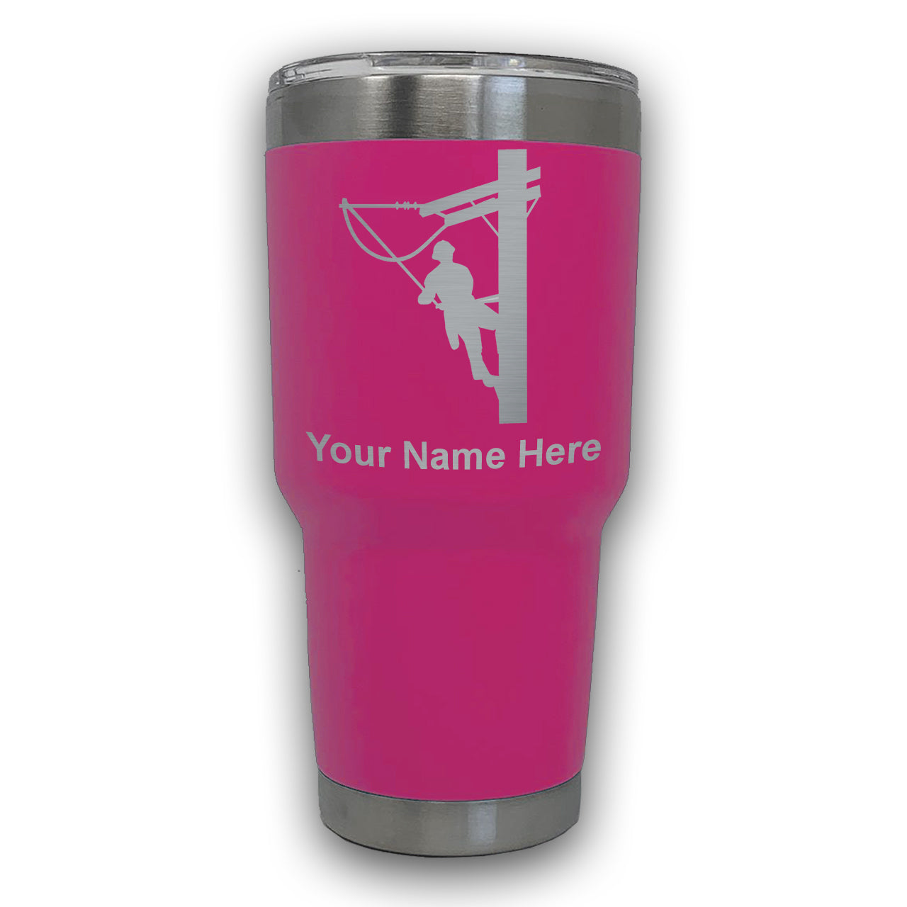 LaserGram 30oz Tumbler Mug, Lineman, Personalized Engraving Included