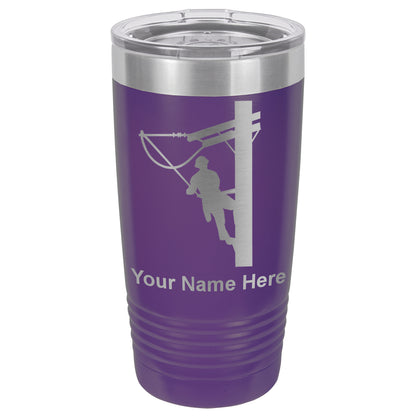 20oz Vacuum Insulated Tumbler Mug, Lineman, Personalized Engraving Included