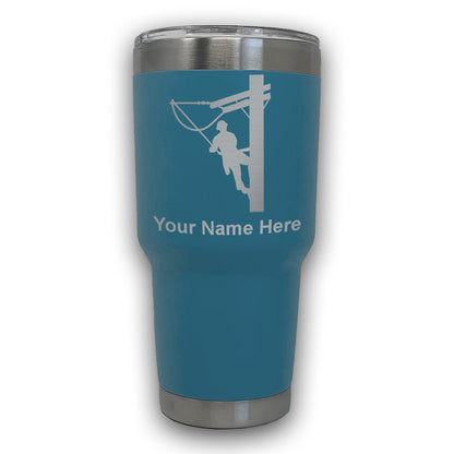 LaserGram 30oz Tumbler Mug, Lineman, Personalized Engraving Included