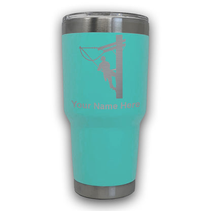 LaserGram 30oz Tumbler Mug, Lineman, Personalized Engraving Included