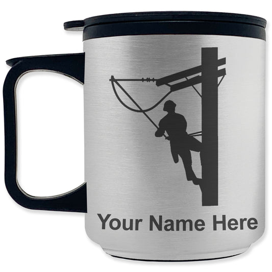Coffee Travel Mug, Lineman, Personalized Engraving Included