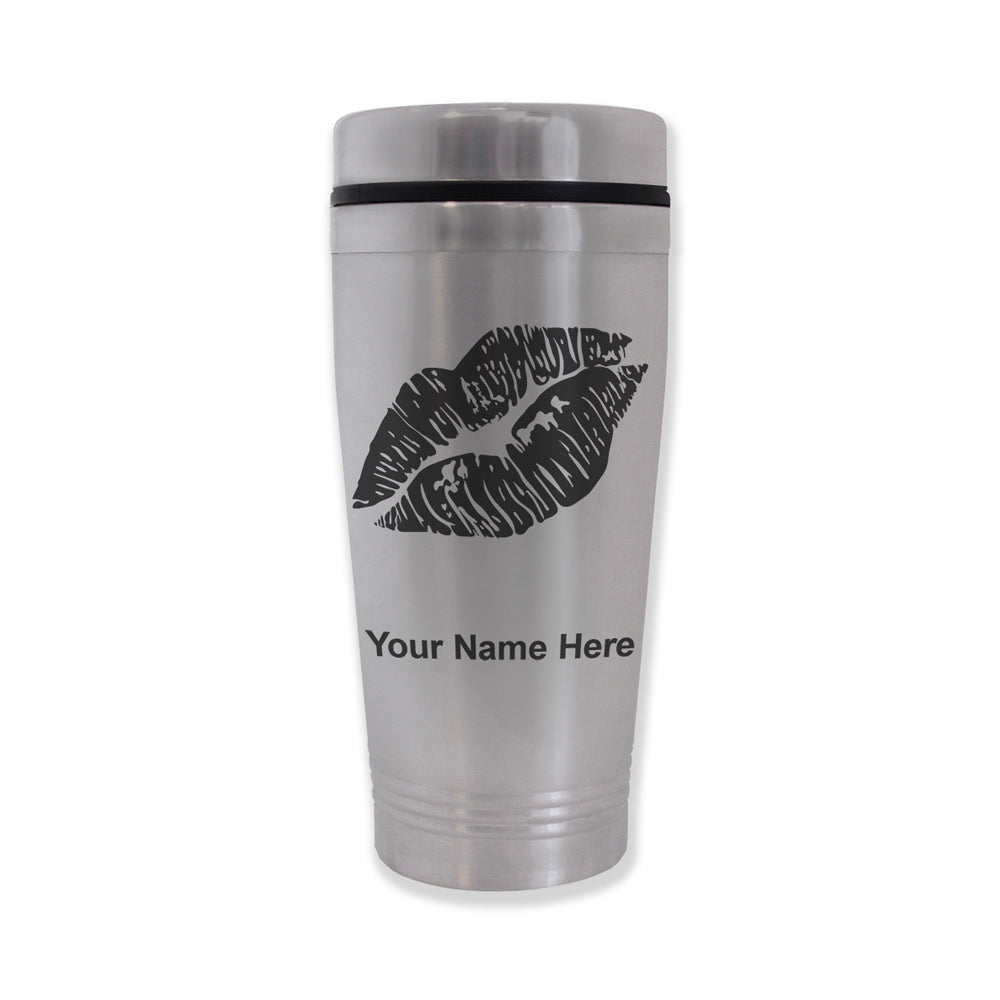 Commuter Travel Mug, Lipstick Kiss, Personalized Engraving Included
