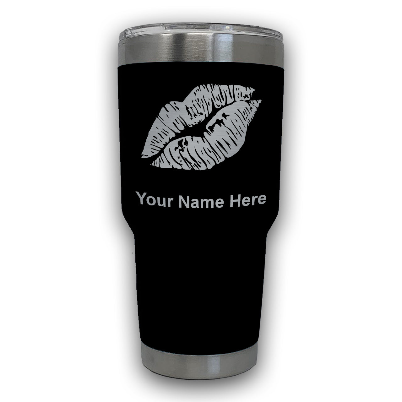 LaserGram 30oz Tumbler Mug, Lipstick Kiss, Personalized Engraving Included