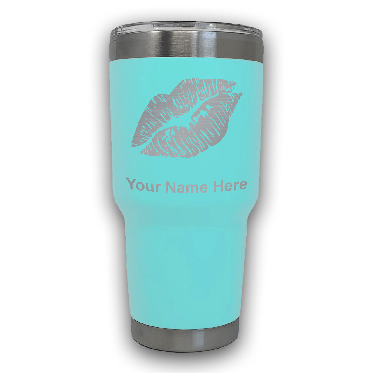 LaserGram 30oz Tumbler Mug, Lipstick Kiss, Personalized Engraving Included