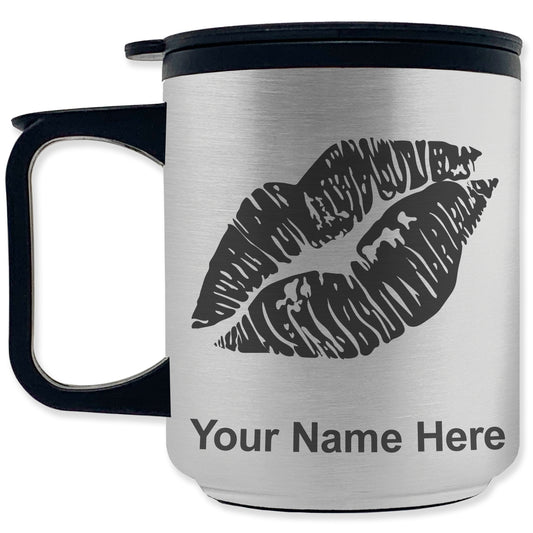 Coffee Travel Mug, Lipstick Kiss, Personalized Engraving Included