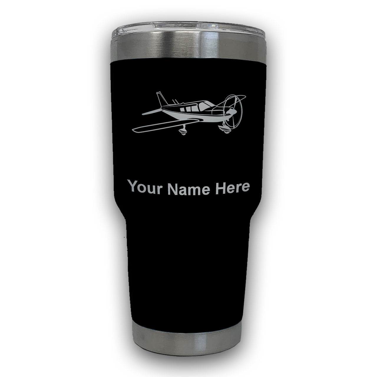 LaserGram 30oz Tumbler Mug, Low Wing Airplane, Personalized Engraving Included