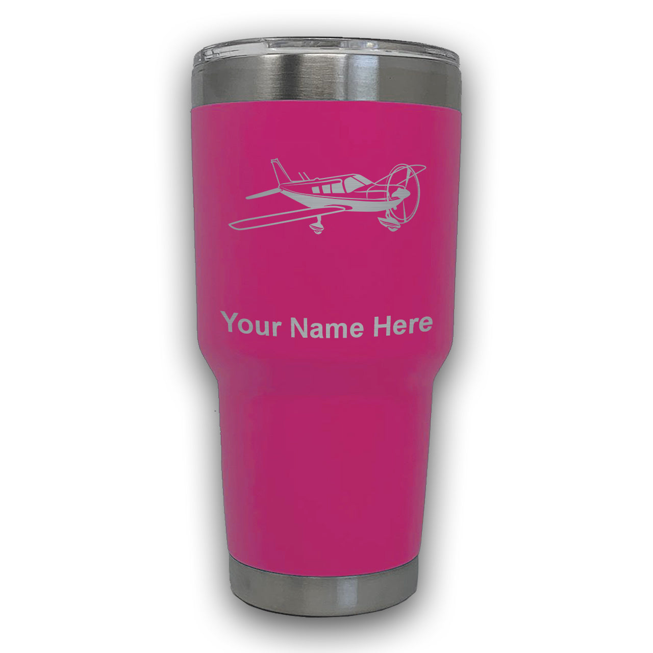 LaserGram 30oz Tumbler Mug, Low Wing Airplane, Personalized Engraving Included