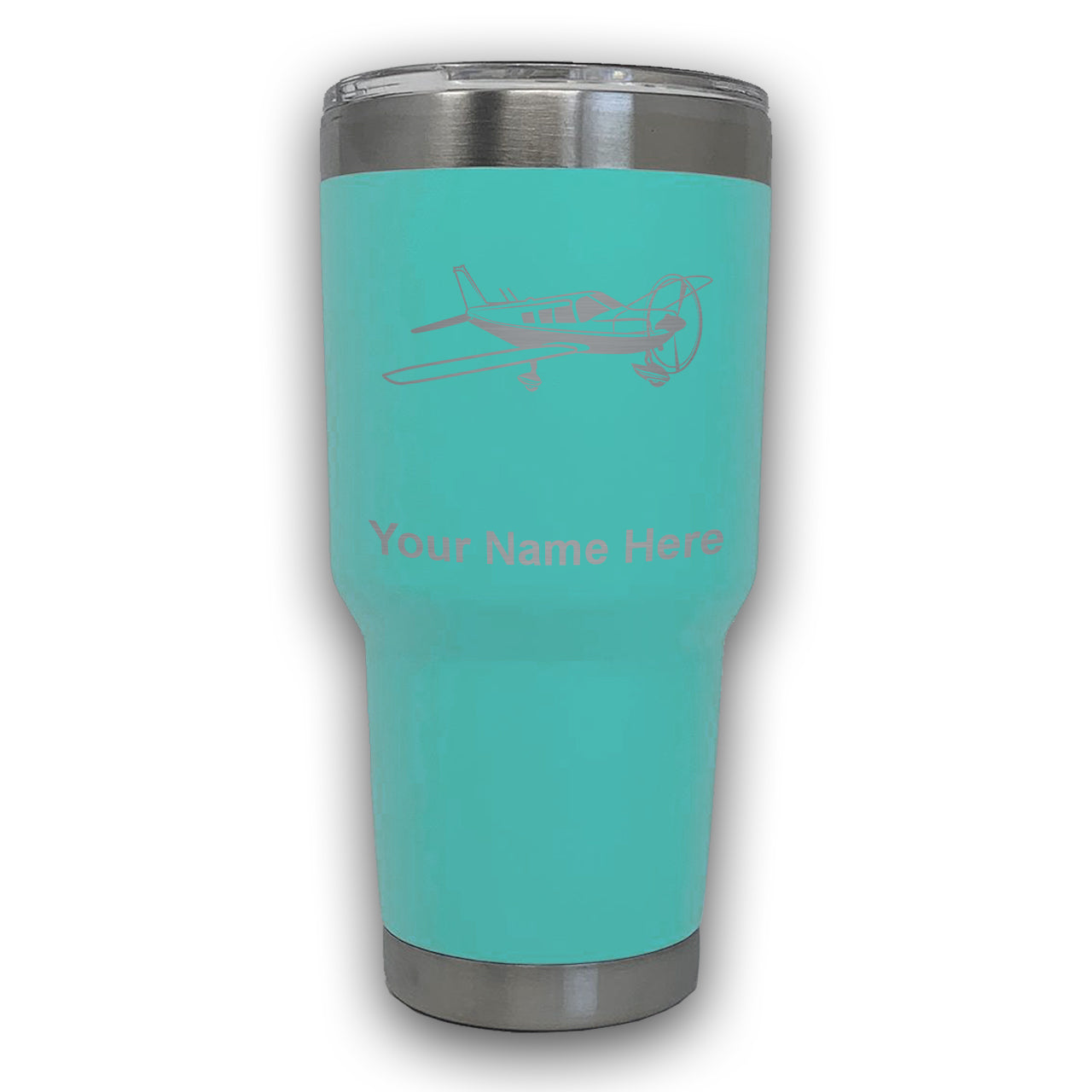 LaserGram 30oz Tumbler Mug, Low Wing Airplane, Personalized Engraving Included