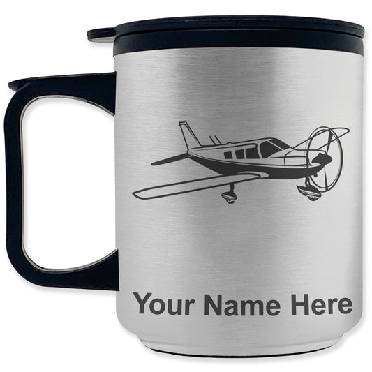 Coffee Travel Mug, Low Wing Airplane, Personalized Engraving Included