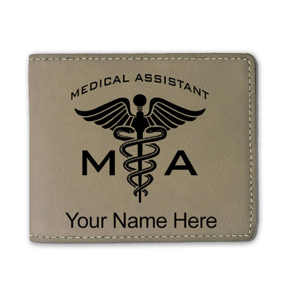 Faux Leather Bi-Fold Wallet, MA Medical Assistant, Personalized Engraving Included