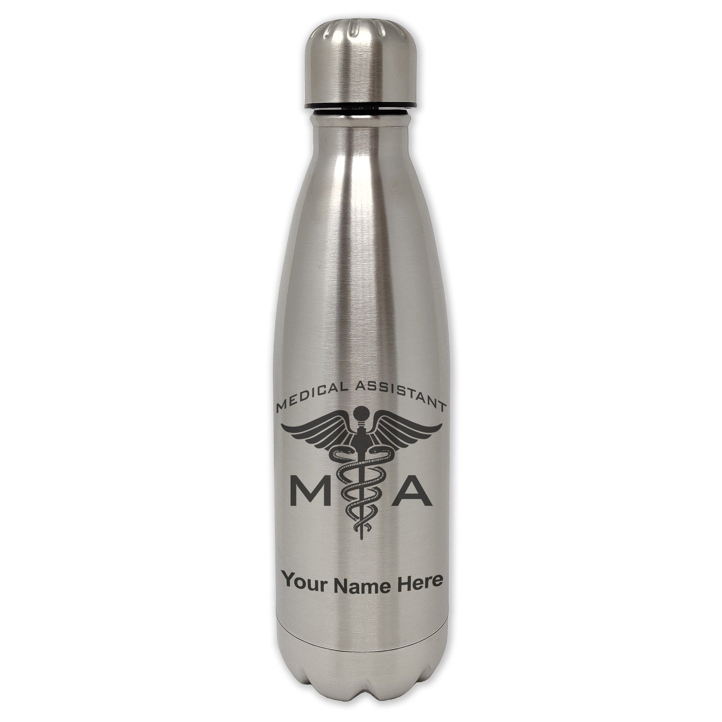 LaserGram Single Wall Water Bottle, MA Medical Assistant, Personalized Engraving Included