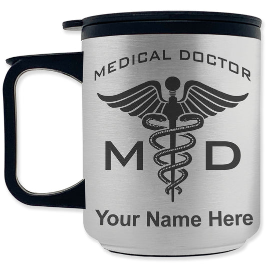 Coffee Travel Mug, MD Medical Doctor, Personalized Engraving Included