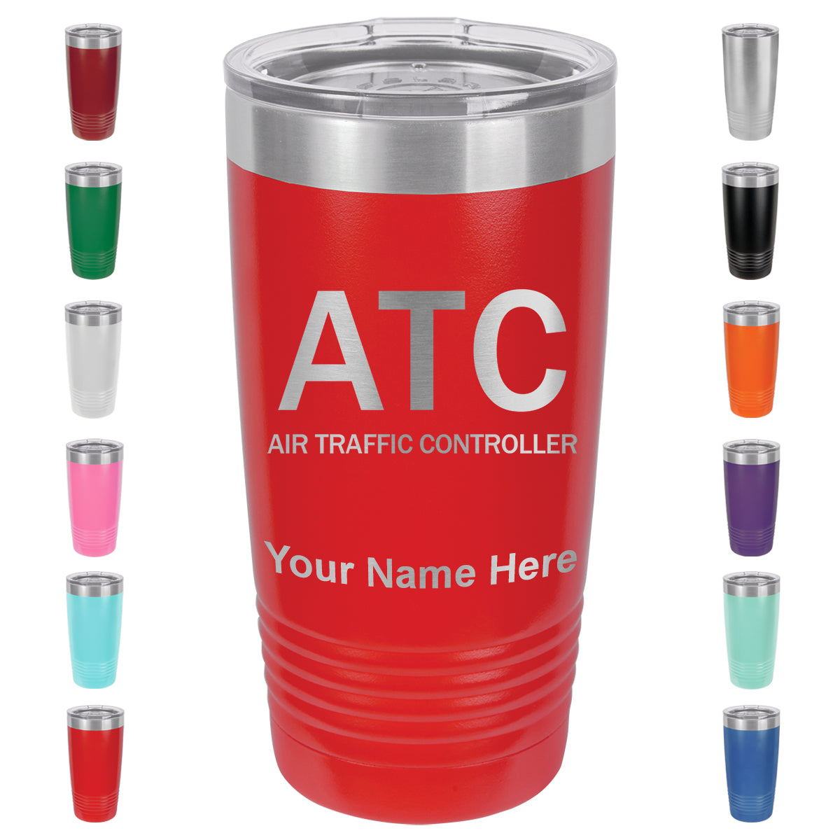 20oz Vacuum Insulated Tumbler Mug, ATC Air Traffic Controller, Personalized Engraving Included