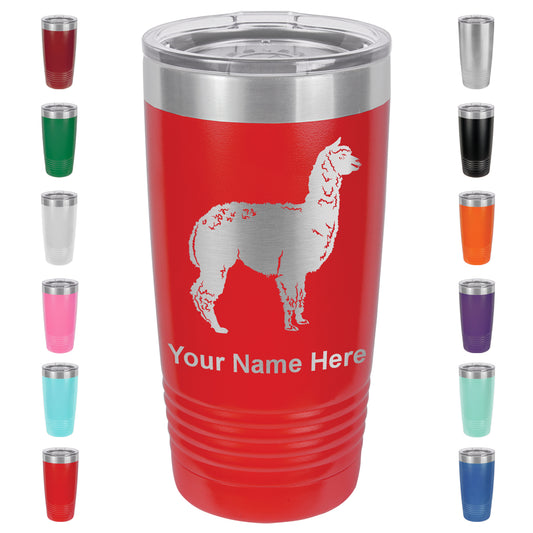 20oz Vacuum Insulated Tumbler Mug, Alpaca, Personalized Engraving Included