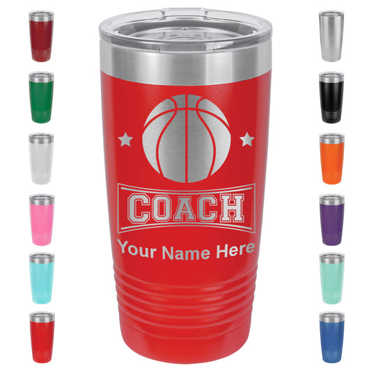 20oz Vacuum Insulated Tumbler Mug, Basketball Coach, Personalized Engraving Included