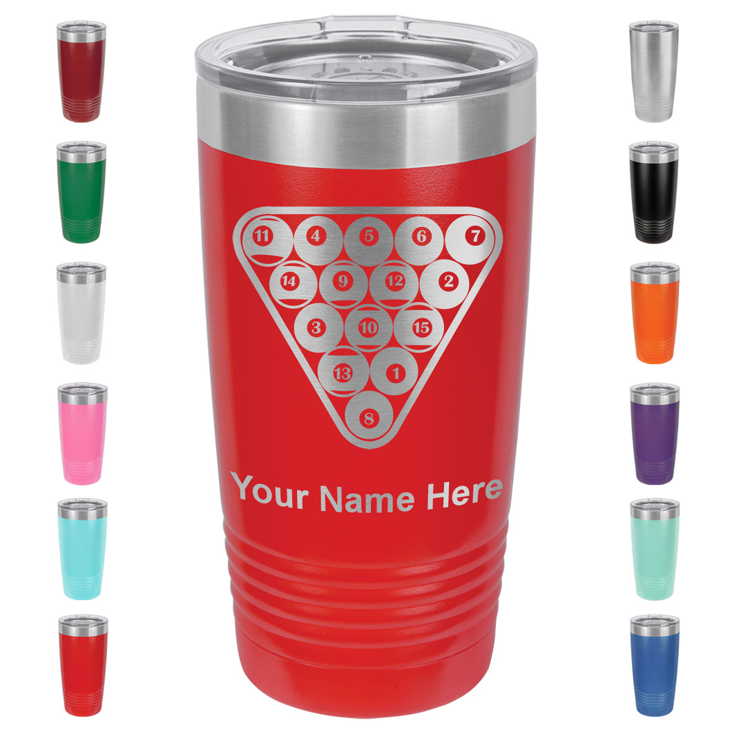 20oz Vacuum Insulated Tumbler Mug, Billiard Balls, Personalized Engraving Included