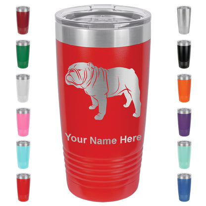 20oz Vacuum Insulated Tumbler Mug, Bulldog Dog, Personalized Engraving Included