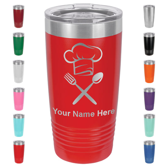 20oz Vacuum Insulated Tumbler Mug, Chef Hat, Personalized Engraving Included