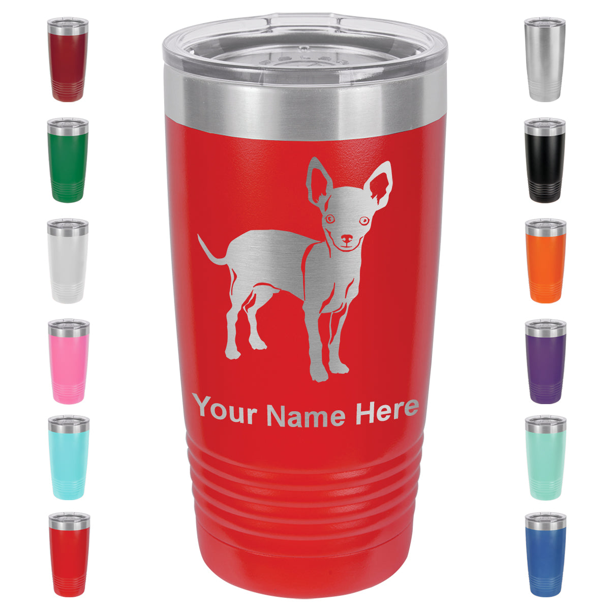 20oz Vacuum Insulated Tumbler Mug, Chihuahua Dog, Personalized Engraving Included